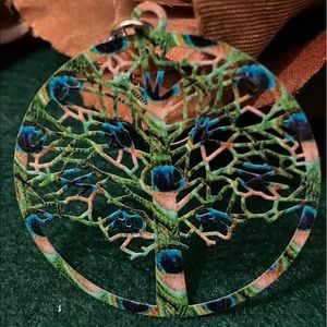 🆕 LASER LACE ENAMELED  “PEACOCK TREE” LARGE EARRINGS IN MULTIPLE SHADES